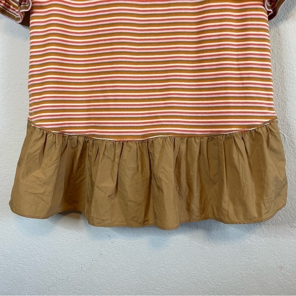 Anthropologie Striped Orange and White Peplum Top - Picture 5 of 14